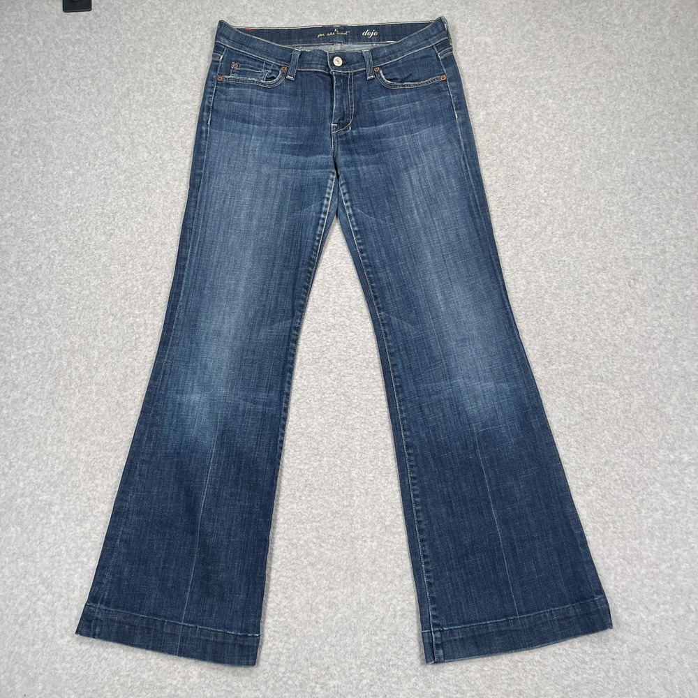 7 For All Mankind Dojo Jeans Womens 28 (30x30) Blue Dark Wash Flare Leg Denim